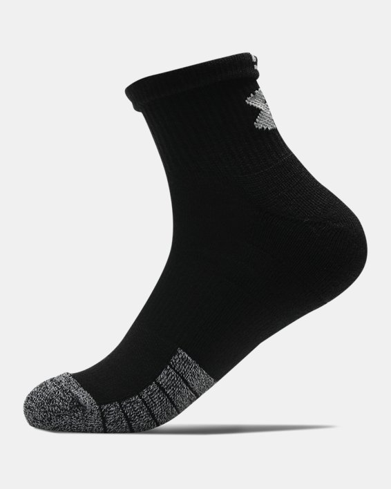 Unisex HeatGear® Quarter Socks 3-Pack in Black image number 4